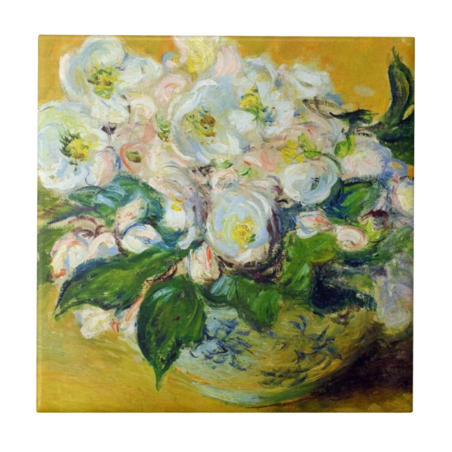 Christmas Roses (by Claude Monet) Ceramic Tile (Front)