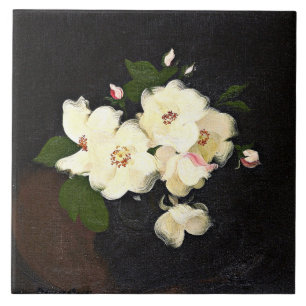 Christmas Roses, fine art painting, Ceramic Tile