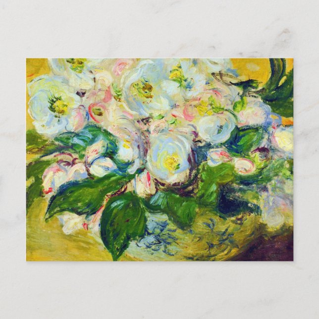 Christmas Roses Impressionism Bridal Shower Invitation Postcard (Front)