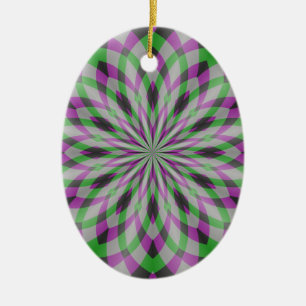 Christmas Rosettes in Purple, Green and Black Ceramic Ornament