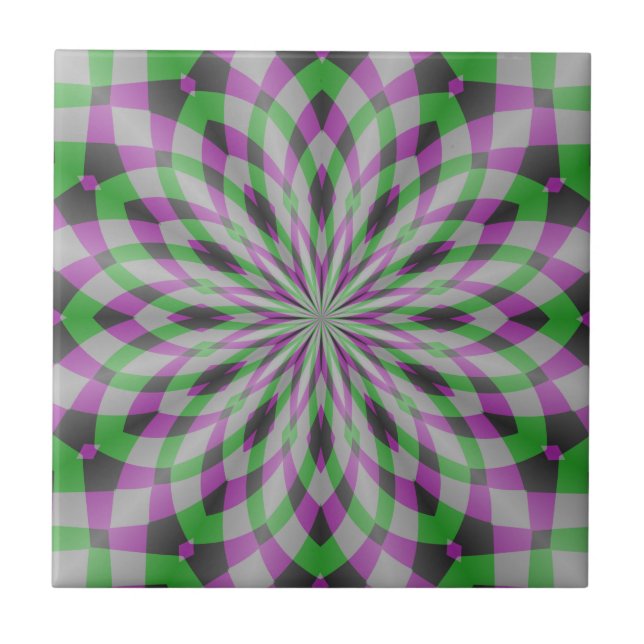Christmas Rosettes in Purple, Green and Black Ceramic Tile (Front)