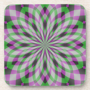 Christmas Rosettes in Purple, Green and Black Coaster