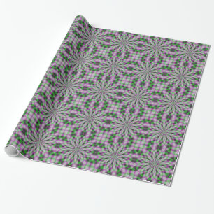 Christmas Rosettes in Purple, Green and Black Wrapping Paper