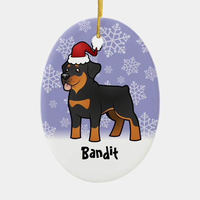 Christmas Rottweiler (add your pets name) Ceramic Ornament (Front)