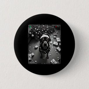 Christmas Rottweiler Caught On Camera  6 Cm Round Badge
