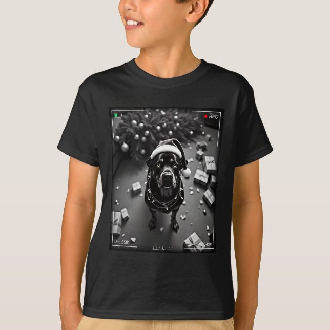 Christmas Rottweiler Caught On Camera  T-Shirt (Front)