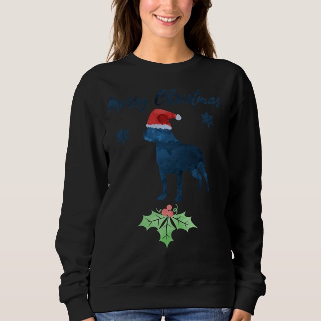 Christmas Rottweiler Dog Artwork Santa Hat Sweatshirt (Front)