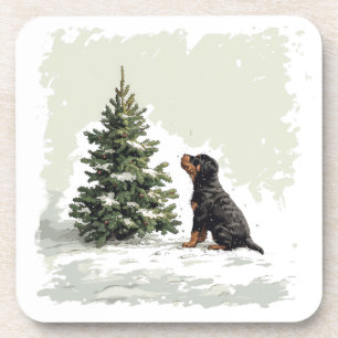 Christmas Rottweiler Dog Christmas Tree Coaster