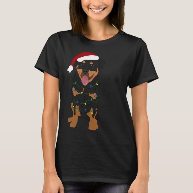 Christmas Rottweiler Dog Pattern T-Shirt (Front)