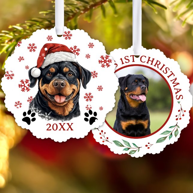 Christmas Rottweiler Dog Personalised Tree Decoration Card (Creator Uploaded)