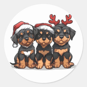 Christmas Rottweiler Dog Santa Classic Round Sticker