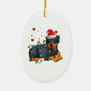 Christmas Rottweiler Dog Santa Xmas Light Ceramic Ornament
