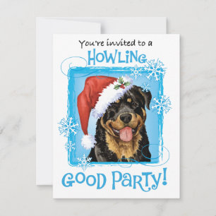 Christmas Rottweiler Holiday Invitation