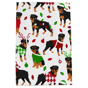 Christmas Rottweiler Medium Gift Bag