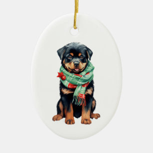 Christmas Rottweiler Ornament – Festive Dog Lover 
