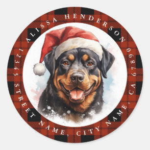 Christmas Rottweiler Round Stickers