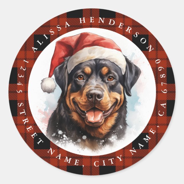 Christmas Rottweiler Round Stickers (Front)