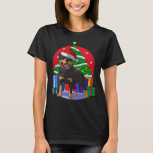 Christmas Rottweiler Santa Hat T-Shirt