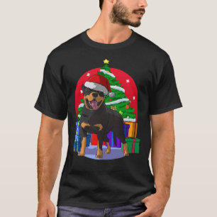 Christmas Rottweiler Santa Hat T-Shirt