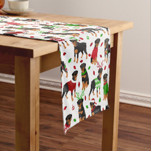 Christmas Rottweiler Short Table Runner