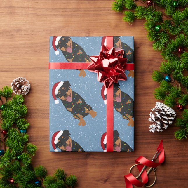 Christmas Rottweiler  Wrapping Paper (Holiday Gift)