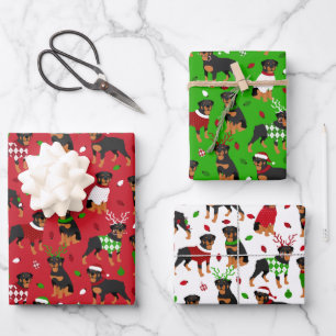 Christmas Rottweiler Wrapping Paper Sheet