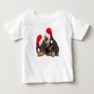 Christmas Rottweilers Wearing Festive Holiday Hats Baby T-Shirt