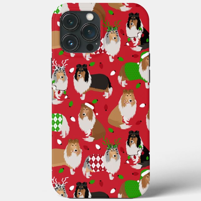 Christmas Rough Collie Case-Mate iPhone Case (Back)