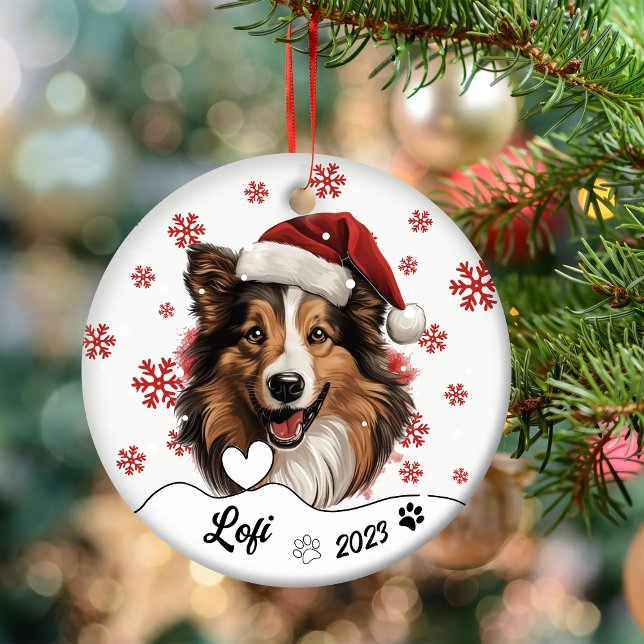 Christmas Rough Collie Dog Personalised Ceramic Or Ornament (Creator Uploaded)