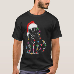 Christmas Rough Collie Xmas Lights Santa Hat Dog T-Shirt