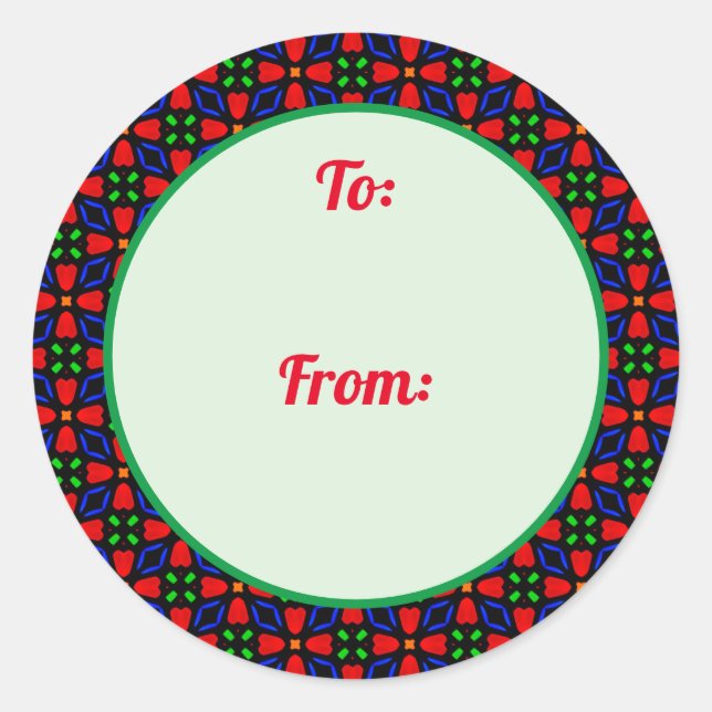 Christmas Round  Border Gifts Sticker (Front)