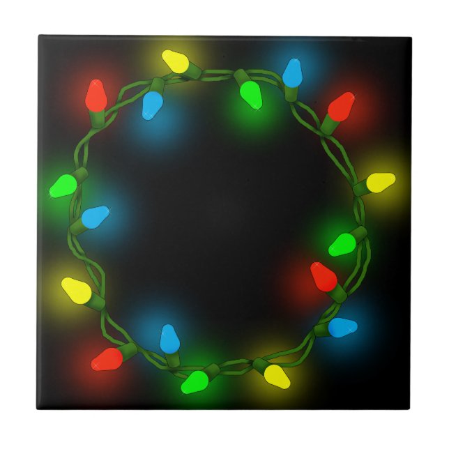 Christmas round lights ceramic tile (Front)