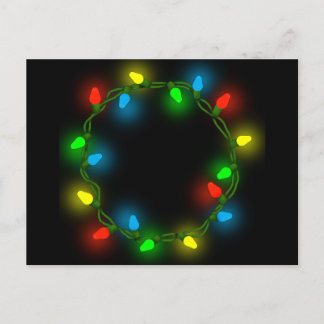 Christmas round lights holiday postcard