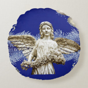 Christmas Round Pillow, Christmas Angel Cushion