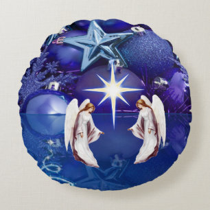 Christmas Round Pillow, Christmas Angel Round Cushion