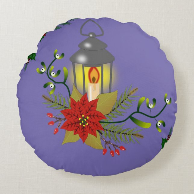 Christmas Round Pillow, Christmas Angel Round Cushion (Front)