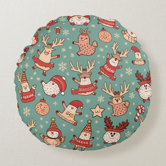 Christmas round pillow cushion (Front)