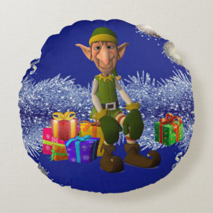 Christmas Round Pillow, Elf Cushion