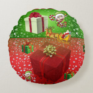 Christmas Round Pillow, Elf Cushion