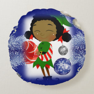 Christmas Round Pillow, Elf Cushion