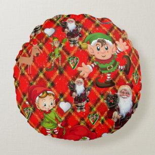 Christmas Round Pillow, Elf Cushion