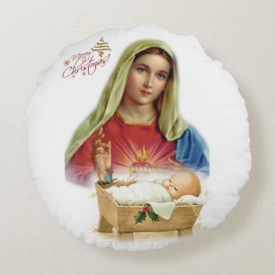 Christmas Round Pillow, Jesus Christ Cushion