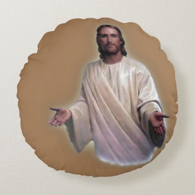 Christmas Round Pillow, Jesus Christ Cushion (Front)