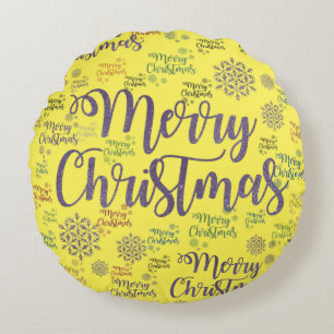 Christmas Round Pillow, Merry Christmas Round Cushion