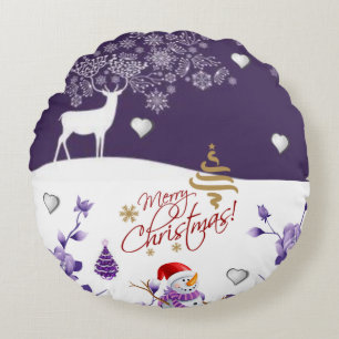 Christmas Round Pillow, Reindeer Cushion