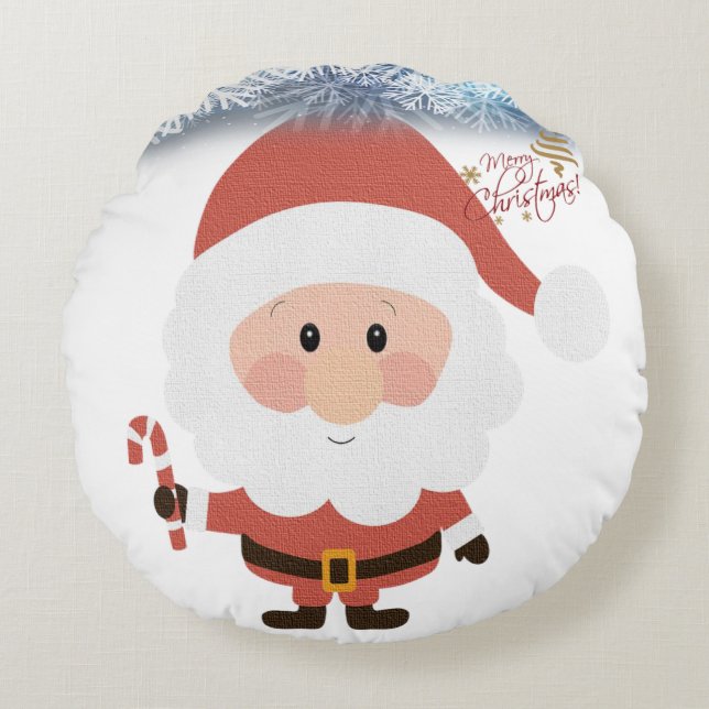 Christmas Round Pillow, Santa Cushion (Front)