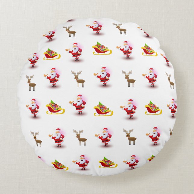 Christmas Round Pillow, Santa Cushion (Front)