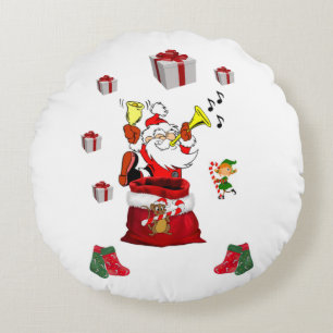 Christmas Round Pillow, Santa Round Cushion