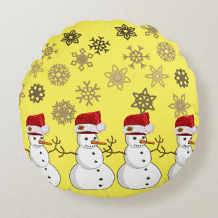 Christmas Round Pillow, Snowman Cushion