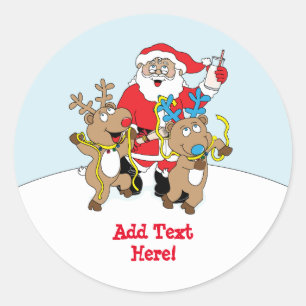 Christmas Round Stickers Santa Claus Personalise